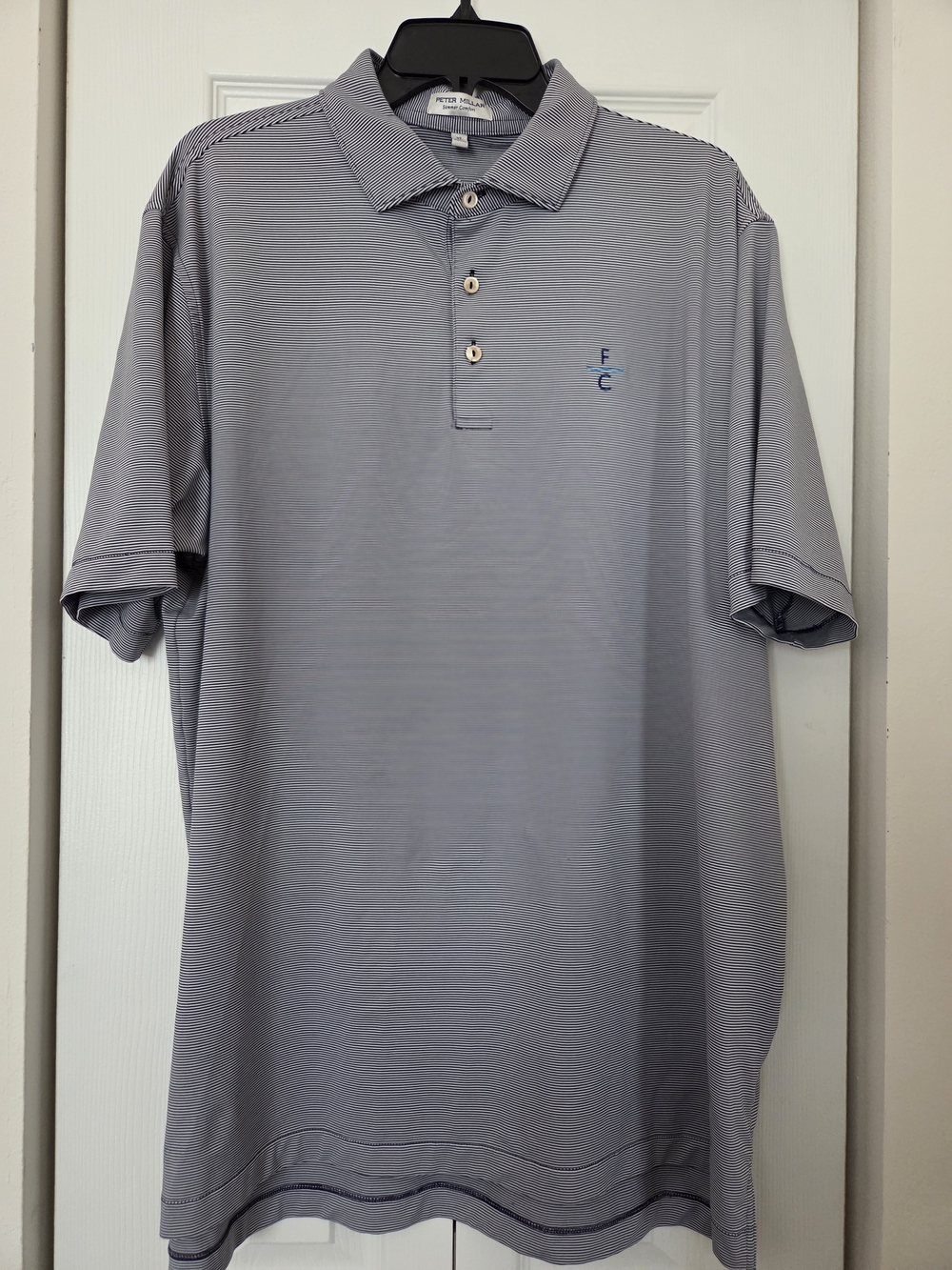 Peter Millar Men's Navy/white Polo with Blue FC Stitching